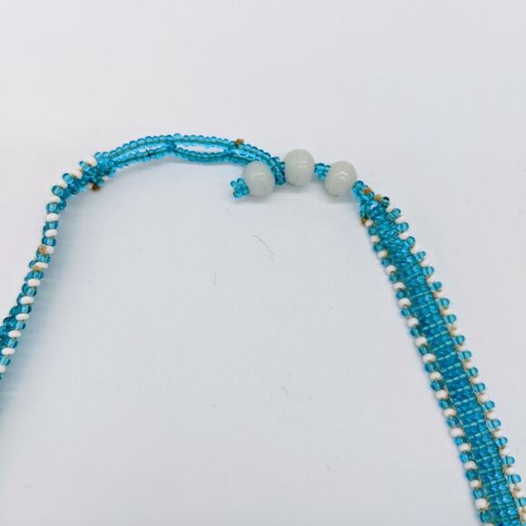 Vintage Glass Seed Bead Fringe Choker Bib Necklace - Picture 5 of 7